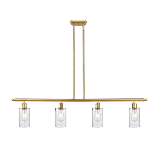 Innovations Clymer 48in 4-Light Island Light | Art Nouveau Satin Gold Steel and Cast Brass Seedy Glass | Kitchen Island & Dining | Model 516-4I-SG-G804