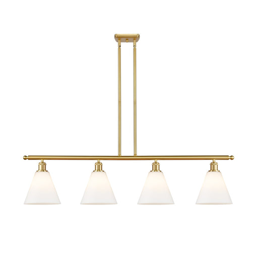 Innovations Berkshire 48in 4-Light Island Pendant | Industrial Satin Gold Steel and Matte White Glass | Kitchen Island & | Model 516-4I-SG-GBC-81-LED