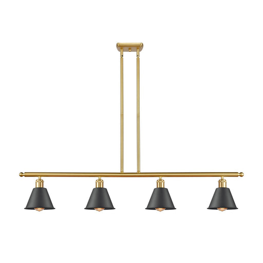 Innovations Smithfield 48in 4-Light Island Light | Industrial Farmhouse Satin Gold and Matte Black Metal | Kitchen Island & Dining | Model 516-4I-SG-M8-BK