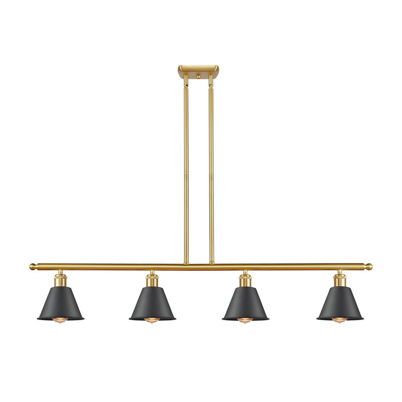 Innovations Smithfield 48in 4-Light Island Light | Industrial Satin Gold Steel and Matte Black Metal | Kitchen Island & Dining | Model 516-4I-SG-M8-BK-LED