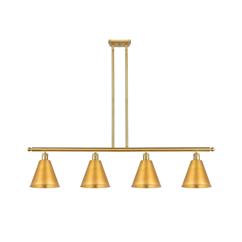 Innovations Berkshire Metal 48in 4-Light Island Light | Industrial Farmhouse Satin Gold Steel and Cast Brass | Kitchen Island & | Model 516-4I-SG-MBC-8-SG