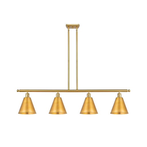 Innovations Berkshire Metal 48in 4-Light Island Light | Industrial Farmhouse Satin Gold Steel and Cast Brass | Kitchen Island & | Model 516-4I-SG-MBC-8-SG