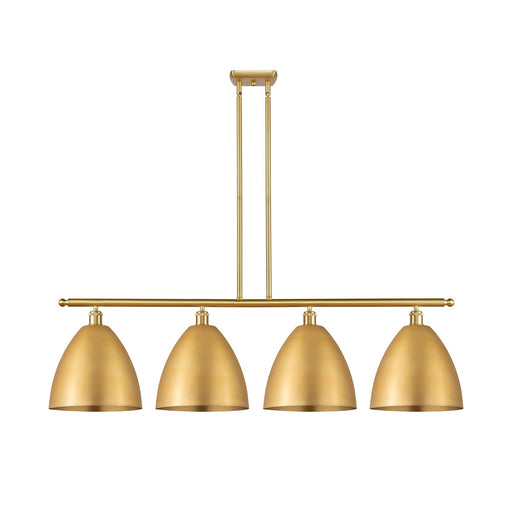 Innovations Bristol 50in 4-Light Island Light | Industrial Farmhouse Satin Gold Steel and Cast Brass with Satin Gold Metal | Model 516-4I-SG-MBD-12-SG
