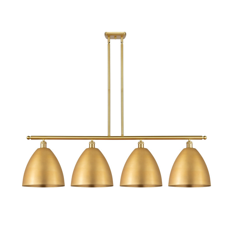 Innovations Bristol 50in 4-Light Island Light | Industrial Farmhouse Satin Gold Steel and Cast Brass with Satin Gold Metal | Model 516-4I-SG-MBD-12-SG