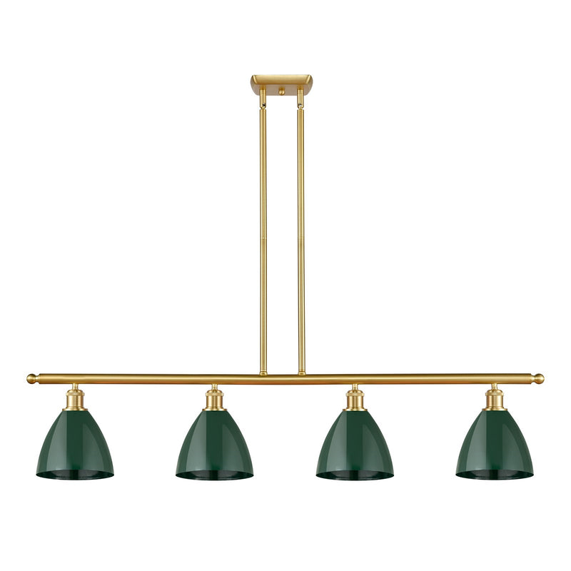 Innovations Plymouth 48in 4-Light Island Light | Industrial Satin Gold Steel and Matte Green Metal | Kitchen Island | 48 x | Model 516-4I-SG-MBD-75-GR-LED
