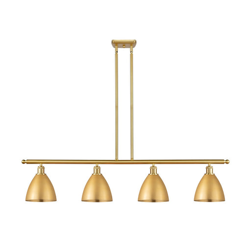 Innovations Bristol 48in 4-Light Island Light | Industrial Farmhouse Satin Gold Steel and Cast Brass with Satin Gold Metal | Model 516-4I-SG-MBD-75-SG-LED