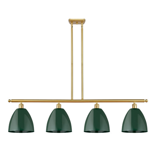 Innovations Plymouth 48in 4-Light Island Light | Industrial Farmhouse Satin Gold Steel and Matte Green Metal | Kitchen Island & | Model 516-4I-SG-MBD-9-GR