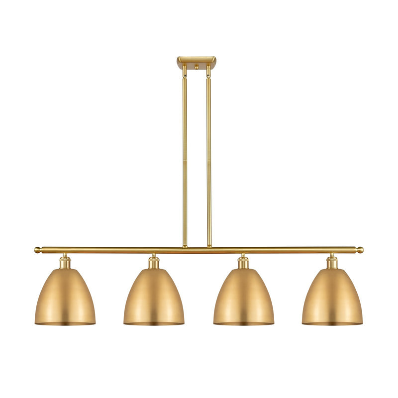 Innovations Bristol 48in 4-Light Island Light | Industrial Farmhouse Satin Gold Steel and Cast Brass with Satin Gold Metal | Model 516-4I-SG-MBD-9-SG