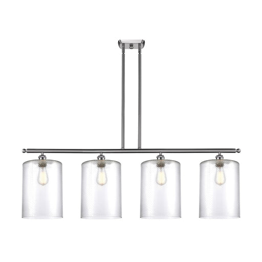 Innovations Cobbleskill 48in 4-Light Island Light | Industrial Brushed Satin Nickel Steel and Clear Glass | Kitchen Island & | Model 516-4I-SN-G112-L