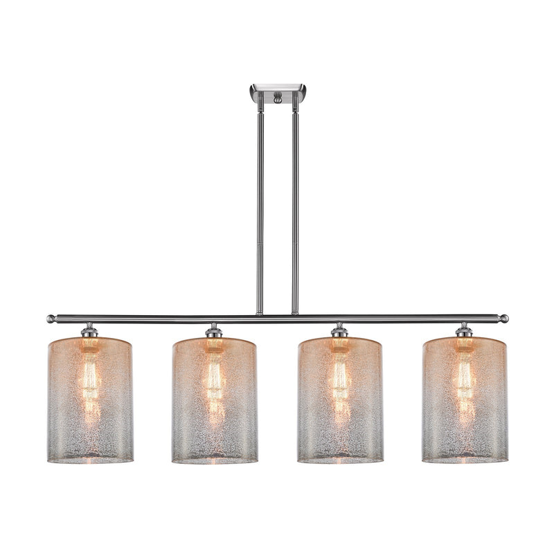 Innovations Cobbleskill 48in 4-Light Island Light | Industrial Brushed Satin Nickel Steel and Mercury Glass | Kitchen Island & | Model 516-4I-SN-G116-L