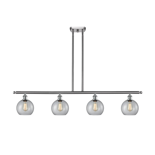 Innovations Athens 48in 4-Light Island Light | Industrial Brushed Satin Nickel Steel and Clear Glass | Kitchen Island & Dining | Model 516-4I-SN-G122-10