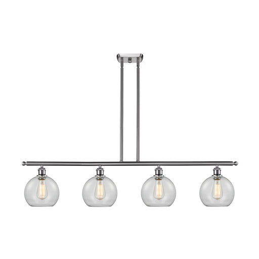 Innovations Athens 48in 4-Light Island Light | Industrial Brushed Satin Nickel and Clear Glass | Kitchen Island & Dining Room | Model 516-4I-SN-G122-8-LED