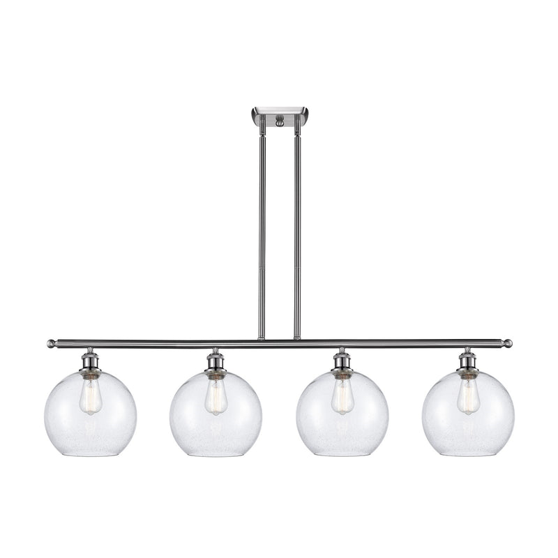 Innovations Athens 48in 4-Light Island Light | Industrial Brushed Satin Nickel Steel and Seedy Glass | Kitchen Island & Dining | Model 516-4I-SN-G124-10