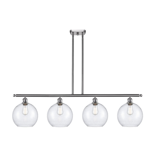 Innovations Athens 48in 4-Light Island Light | Industrial Brushed Satin Nickel Steel and Seedy Glass | Kitchen Island & Dining | Model 516-4I-SN-G124-10