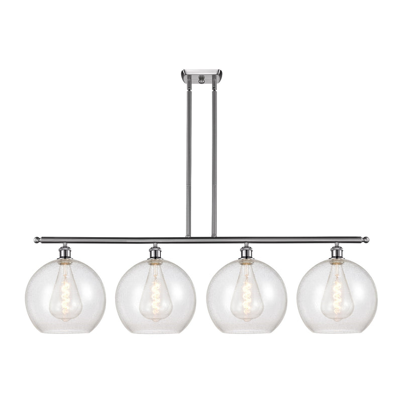 Innovations Athens 50in 4-Light Island Light | Industrial Brushed Satin Nickel Steel and Seedy Glass | Kitchen Island & Dining | Model 516-4I-SN-G124-12