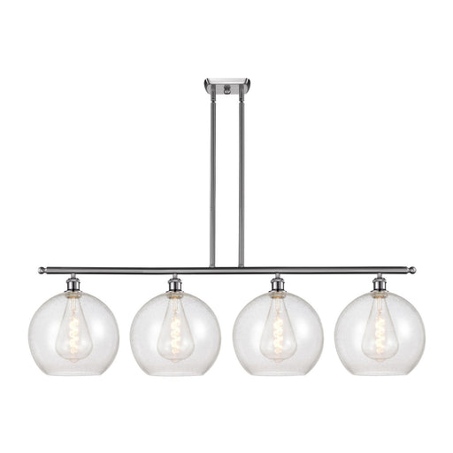 Innovations Athens 50in 4-Light Island Light | Industrial Brushed Satin Nickel Steel and Seedy Glass | Kitchen Island & Dining | Model 516-4I-SN-G124-12