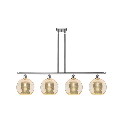 Innovations Athens 48in 4-Light Island Light | Industrial Brushed Satin Nickel Steel and Mercury Glass | Kitchen Island & Dining | Model 516-4I-SN-G128-10