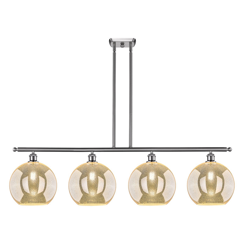 Innovations Athens 50in 4-Light Island Light | Industrial Brushed Satin Nickel and Mercury Glass | Kitchen Island & Dining Room | Model 516-4I-SN-G128-12