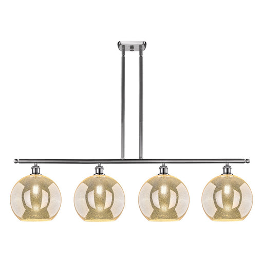Innovations Athens 50in 4-Light Island Light | Industrial Brushed Satin Nickel and Mercury Glass | Kitchen Island & Dining Room | Model 516-4I-SN-G128-12