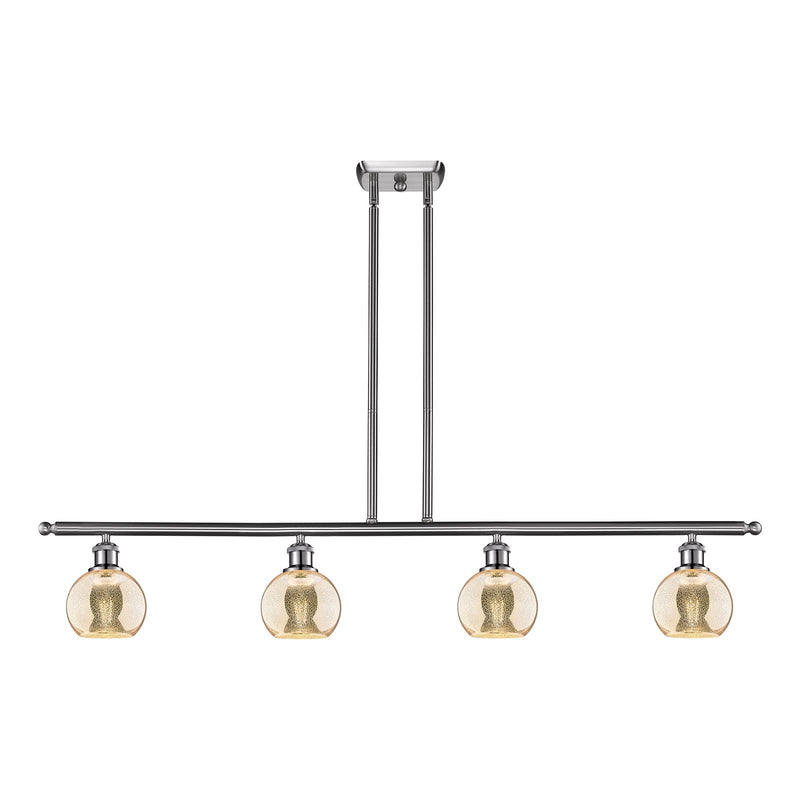 Innovations Athens 48in 4-Light Island Light | Industrial Brushed Satin Nickel and Mercury Glass | Kitchen Island & Dining Room | Model 516-4I-SN-G128-6