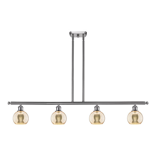 Innovations Athens 48in 4-Light Island Light | Industrial Brushed Satin Nickel and Mercury Glass | Kitchen Island & Dining Room | Model 516-4I-SN-G128-6