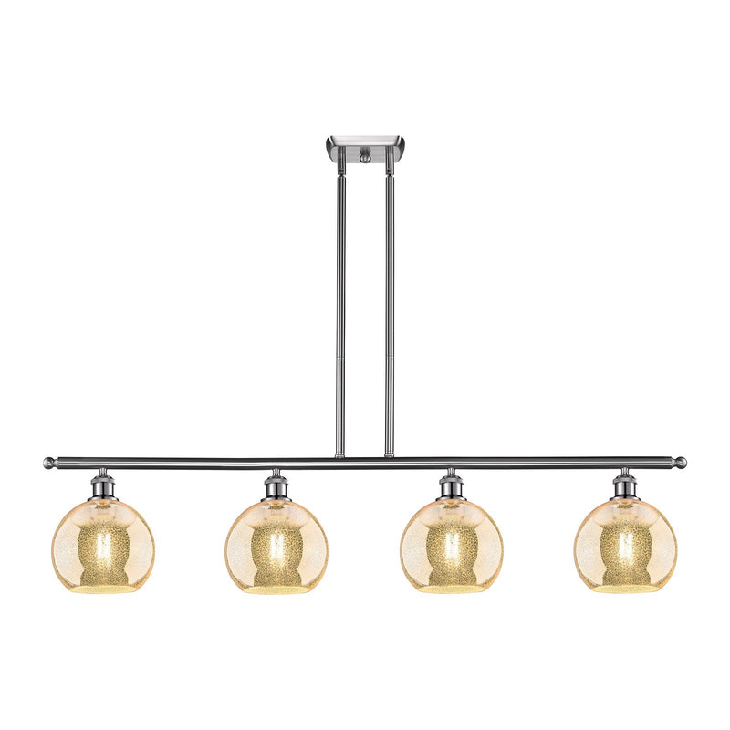 Innovations Athens 48in 4-Light Island Light | Industrial Brushed Satin Nickel & Mercury Glass | Kitchen Island & Dining Room | Model 516-4I-SN-G128-8