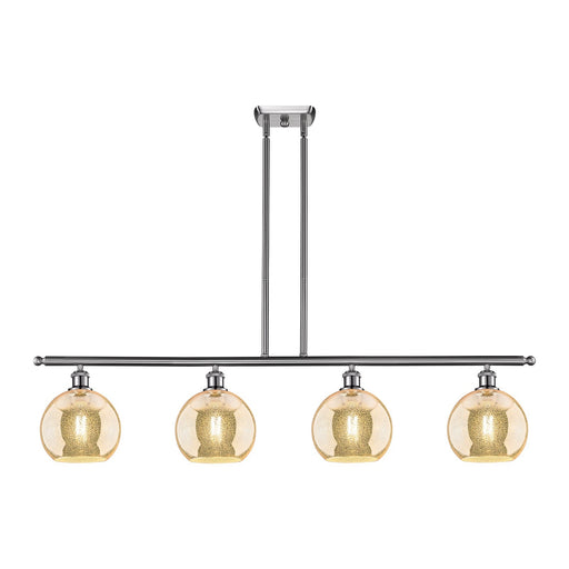 Innovations Athens 48in 4-Light Island Light | Industrial Brushed Satin Nickel & Mercury Glass | Kitchen Island & Dining Room | Model 516-4I-SN-G128-8