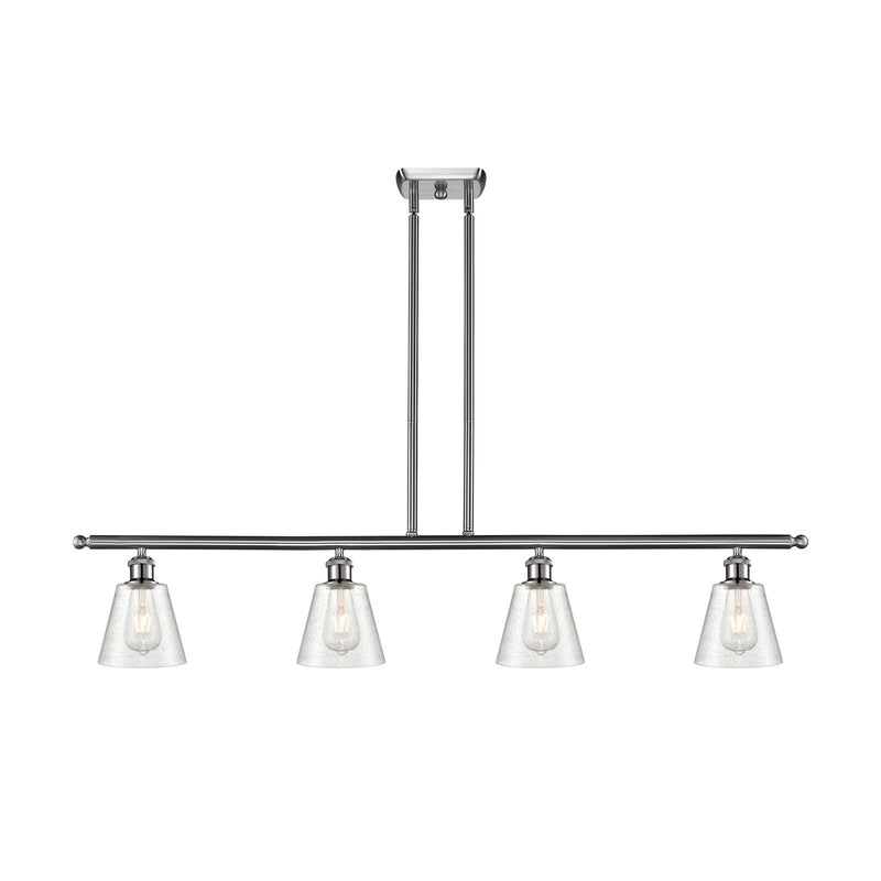 Innovations Caton 48in 4-Light Island Light | Industrial Brushed Satin Nickel Steel and Frosted Glass | Kitchen Island & Dining | Model 516-4I-SN-G454