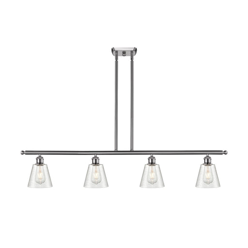 Innovations Caton 48in 4-Light Island Light | Industrial Brushed Satin Nickel Steel and Frosted Glass | Kitchen Island & Dining | Model 516-4I-SN-G454