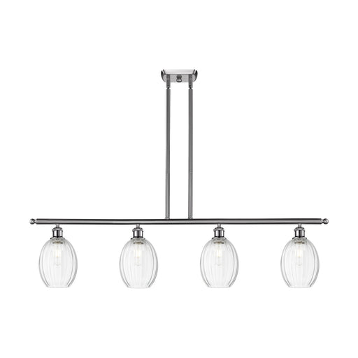 Innovations Preston Bulb 48in 4-Light Island Light | Industrial Brushed Satin Nickel Steel and Clear Glass | Kitchen Island & | Model 516-4I-SN-G459-6CL