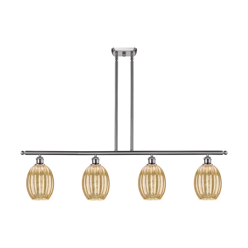 Innovations Preston Bulb 48in 4-Light Island Light | Industrial Brushed Satin Nickel Steel and Mercury Glass | Kitchen Island & | Model 516-4I-SN-G459-6ME