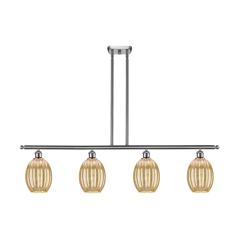 Innovations Preston Bulb 48in 4-Light Island Light | Industrial Brushed Satin Nickel Steel and Mercury Glass | Kitchen Island & | Model 516-4I-SN-G459-6ME