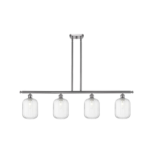 Innovations Preston 48in 4-Light Island Light | Industrial Brushed Satin Nickel Steel and Clear Glass | Kitchen Island & Dining | Model 516-4I-SN-G460-7CL