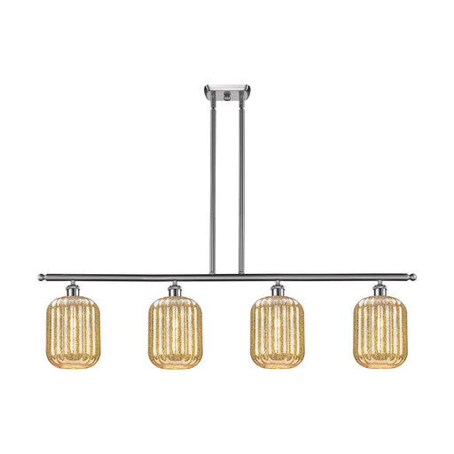 Innovations Preston Cylinder 48in 4-Light Island Light | Industrial Brushed Satin Nickel Steel and Mercury Glass | Kitchen | Model 516-4I-SN-G460-7ME