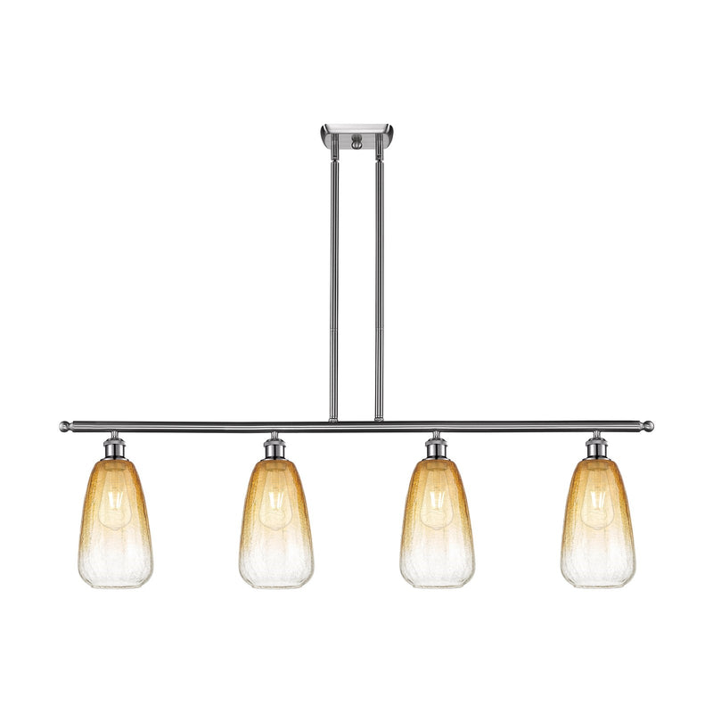 Innovations Brookhaven Almond 48in 4-Light Island Light | Industrial Brushed Satin Nickel and Amber Glass | Kitchen Island & | Model 516-4I-SN-G480-6AM