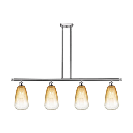 Innovations Brookhaven Almond 48in 4-Light Island Light | Industrial Brushed Satin Nickel and Amber Glass | Kitchen Island & | Model 516-4I-SN-G480-6AM