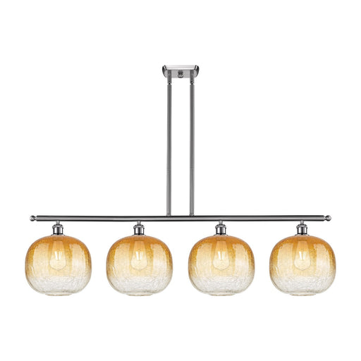 Innovations Brookhaven Sphere 49in 4-Light Island Light | Industrial Brushed Satin Nickel and Amber Glass | Kitchen Island & | Model 516-4I-SN-G481-10AM