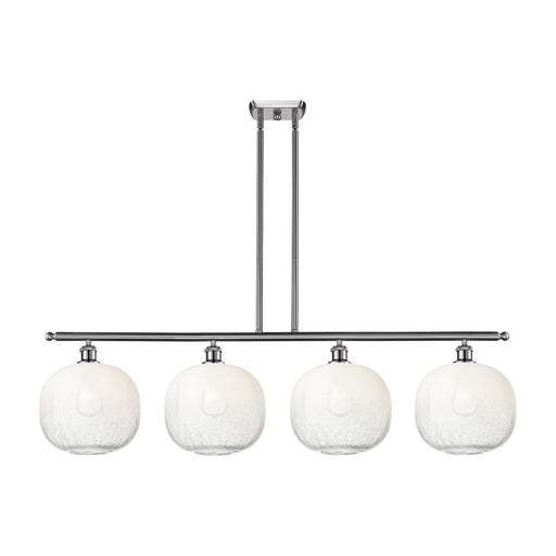 Innovations Brookhaven Sphere 49in 4-Light Island Light | Industrial Brushed Satin Nickel and Opal Glass | Kitchen Island | Model 516-4I-SN-G481-10OP