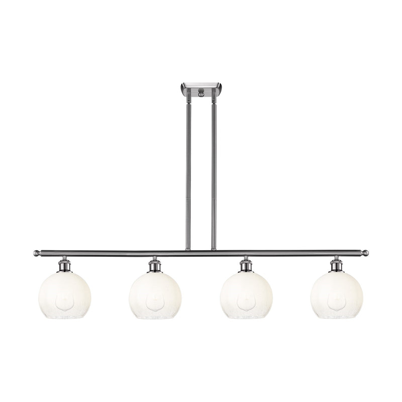 Innovations Brookhaven Globe 48in 4-Light Island Light | Industrial Brushed Satin Nickel and Opal Glass | Kitchen Island & | Model 516-4I-SN-G483-8OP