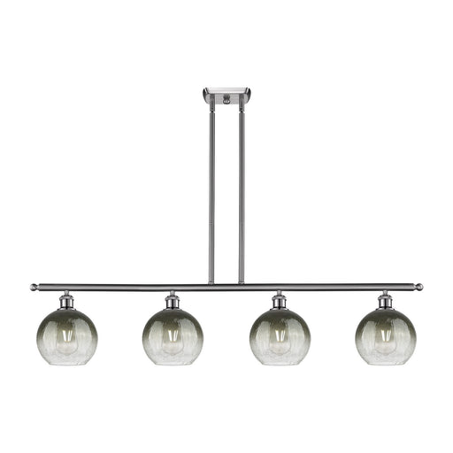 Innovations Brookhaven Globe 48in 4-Light Island Light | Industrial Brushed Satin Nickel Steel and Slate Glass | Kitchen Island | Model 516-4I-SN-G483-8SL