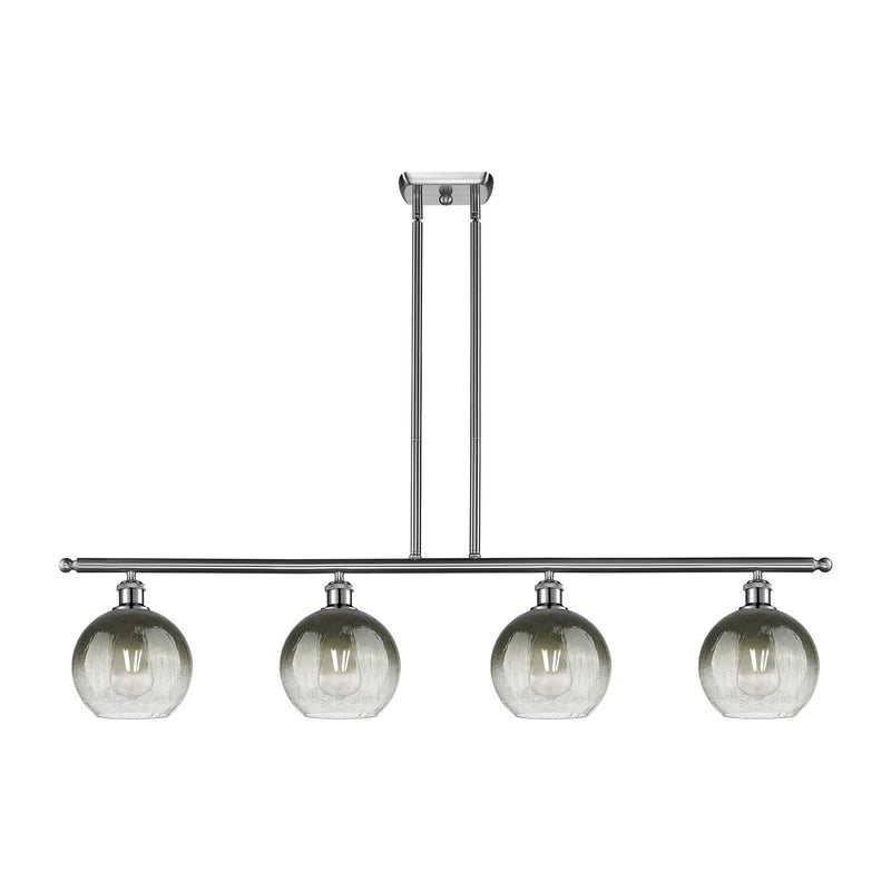 Innovations Brookhaven Globe 48in 4-Light Island Light | Industrial Brushed Satin Nickel Steel and Slate Glass | Kitchen Island | Model 516-4I-SN-G483-8SL