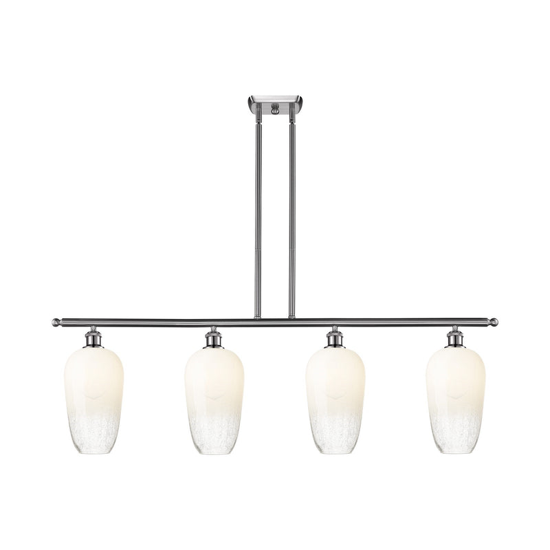 Innovations Brookhaven Flute 48in 4-Light Island Light | Industrial Brushed Satin Nickel Steel and Opal Glass | Kitchen Island | Model 516-4I-SN-G484-7OP
