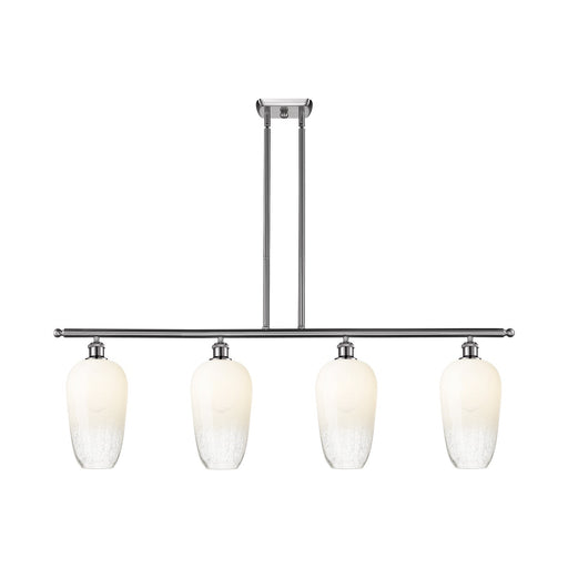 Innovations Brookhaven Flute 48in 4-Light Island Light | Industrial Brushed Satin Nickel Steel and Opal Glass | Kitchen Island | Model 516-4I-SN-G484-7OP