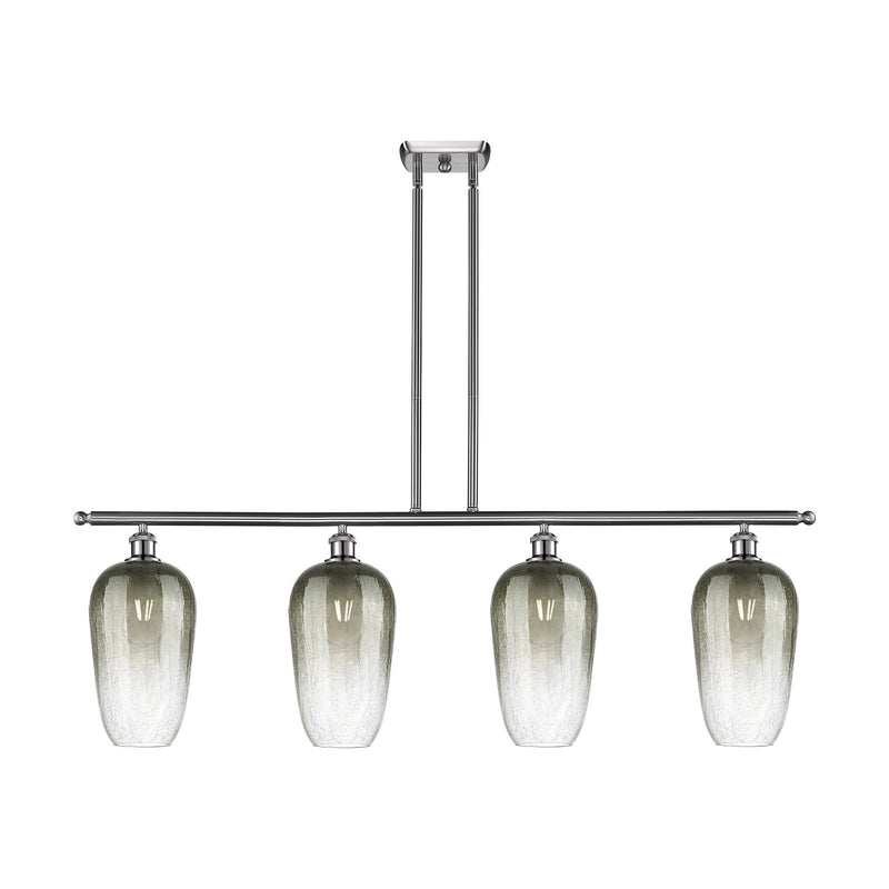 Innovations Brookhaven Flute 48in 4-Light Island Light | Industrial Brushed Satin Nickel Steel and Slate Glass | Kitchen Island | Model 516-4I-SN-G484-7SL