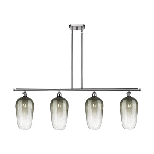 Innovations Brookhaven Flute 48in 4-Light Island Light | Industrial Brushed Satin Nickel Steel and Slate Glass | Kitchen Island | Model 516-4I-SN-G484-7SL