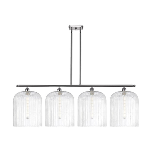 Innovations Bridal Veil 48in 4-Light Island Light | Art Nouveau Brushed Satin Nickel and Clear Ribbed Glass | Kitchen Island & | Model 516-4I-SN-G559-12CL