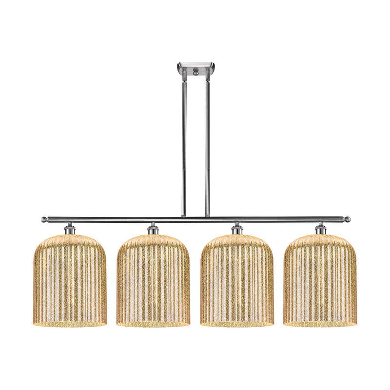 Innovations Bridal Veil 48in 4-Light Island Light | Art Nouveau Brushed Satin Nickel and Mercury Ribbed Glass | Kitchen Island | Model 516-4I-SN-G559-12ME