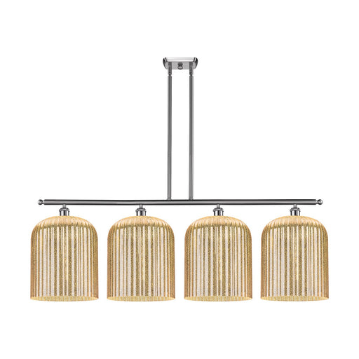 Innovations Bridal Veil 48in 4-Light Island Light | Art Nouveau Brushed Satin Nickel and Mercury Ribbed Glass | Kitchen Island | Model 516-4I-SN-G559-12ME