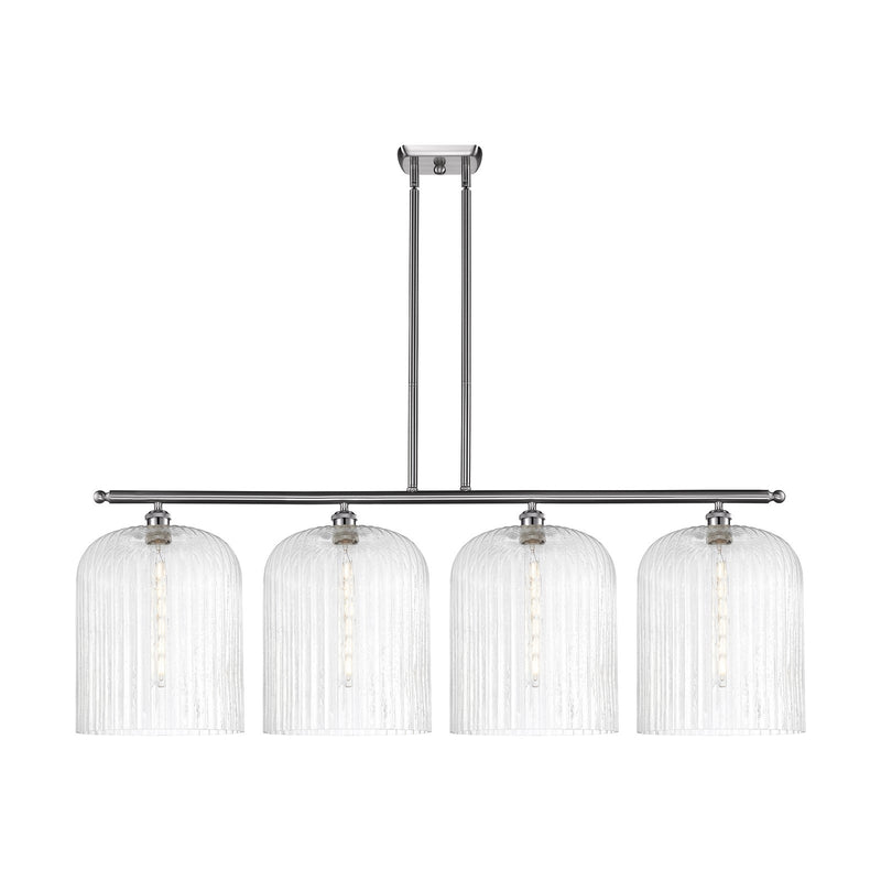 Innovations Bridal Veil 48in 4-Light Island Light | Art Nouveau Brushed Satin Nickel and Seedy Ribbed Glass | Kitchen Island | Model 516-4I-SN-G559-12SDY
