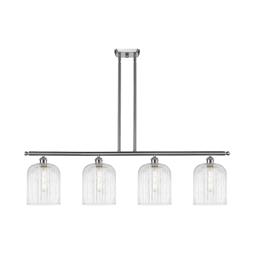 Innovations Bridal Veil 48in 4-Light Island Light | Art Nouveau Brushed Satin Nickel and Clear Ribbed Glass | Kitchen Island & | Model 516-4I-SN-G559-8CL